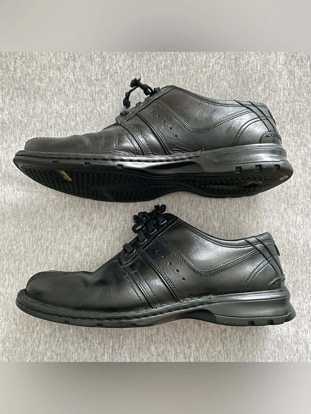 Clarks Men's Sz 10W Touraeg Black Leather Oxford Lace-Up Shoes 78051